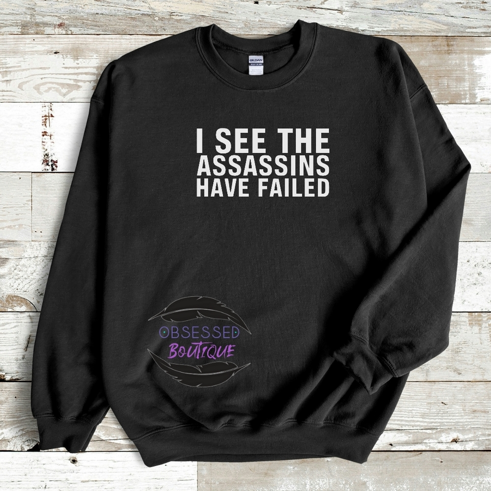 I see the assassins have failed sweatshirt